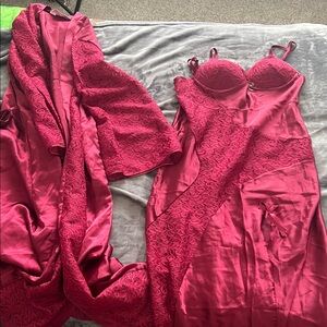 Elegant Red Lace Sleepwear Set